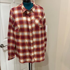 Plaid Button Down Shirt - Red, Yellow, and White 2X